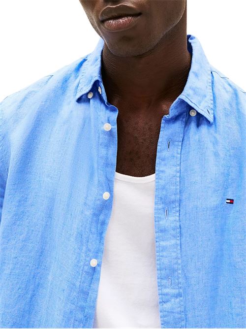 Camicia uomo azzurra in lino Tommy Hilfiger | MW0MW35207C30